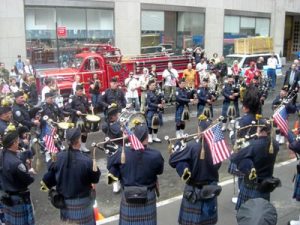  The NY-NJ Port Authority playe bagpipes; serenade Our Lady of America. 